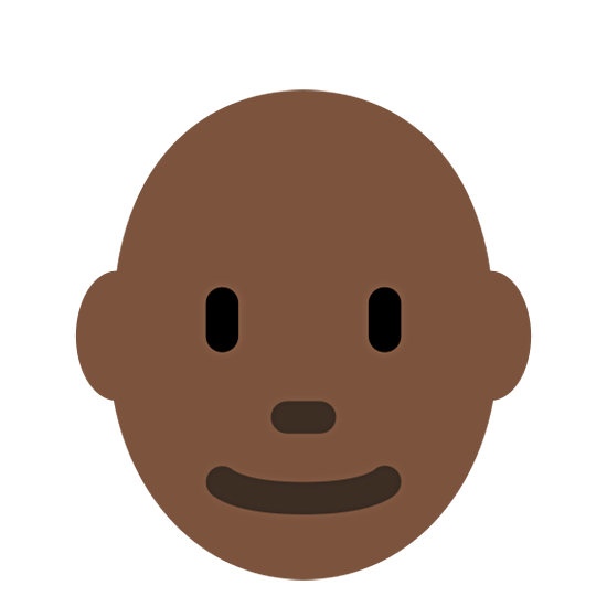 👨🏿‍🦲 Emoji Hombre: Tono De Piel Oscuro Y Sin Pelo en Twitter Twemoji 15.0.
