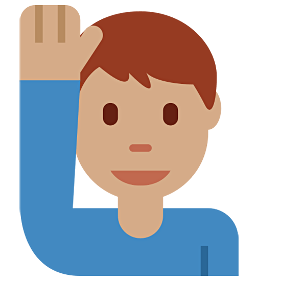 🙋🏽‍♂️ Emoji Mann mit erhobenem Arm: mittlere Hautfarbe Twitter Twemoji 15.0.
