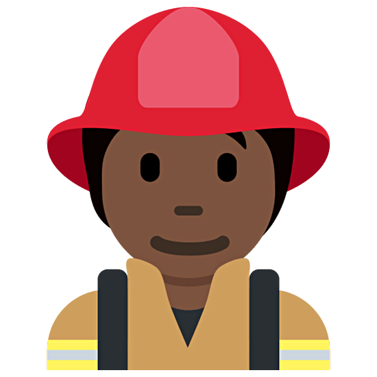 🧑🏿‍🚒 Emoji Feuerwehrmann/-frau: dunkle Hautfarbe Twitter Twemoji 15.0.