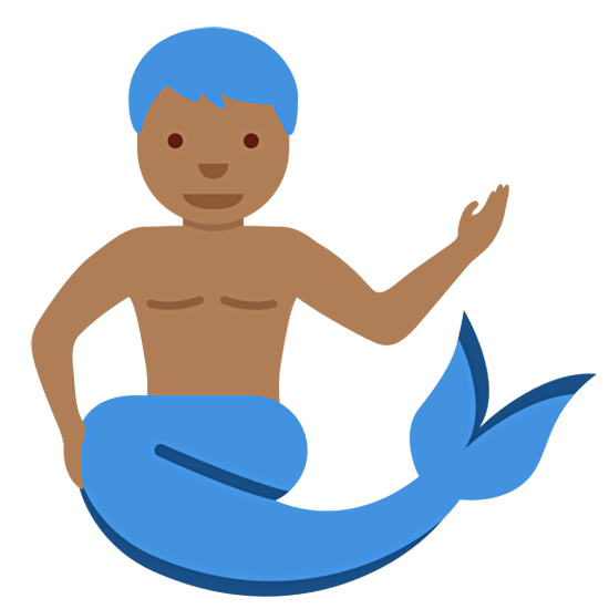 🧜🏾‍♂️ Emoji Sirena Hombre: Tono De Piel Oscuro Medio en Twitter Twemoji 15.0.
