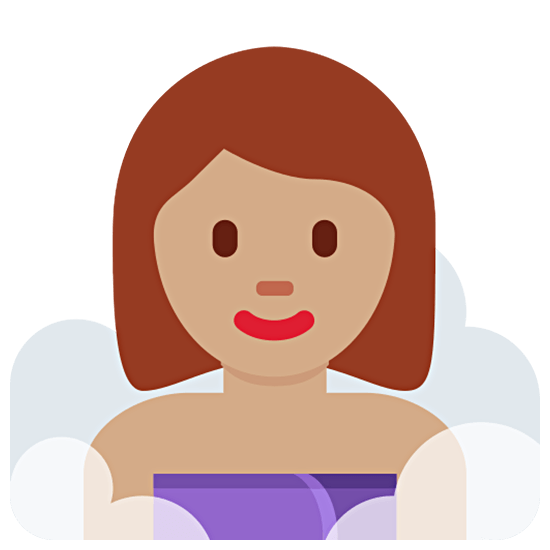 🧖🏽‍♀️ Emoji Mulher Na Sauna: Pele Morena na Twitter Twemoji 15.0.