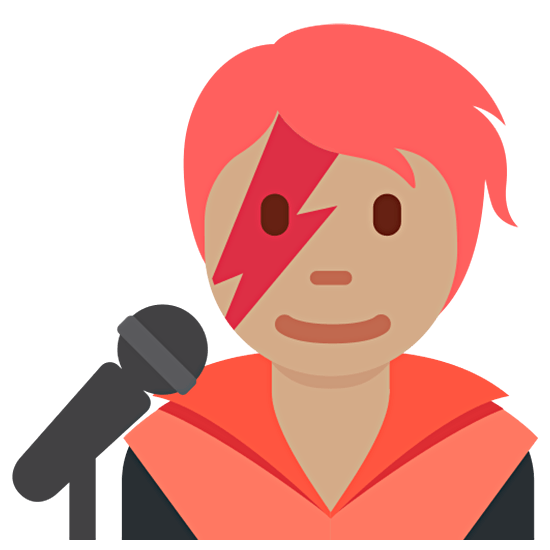 Emoji 🧑🏽‍🎤 Cantante: Carnagione Olivastra su Twitter Twemoji 15.0.
