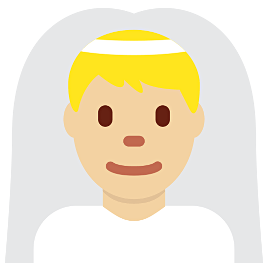 Emoji 👰🏼‍♂️ Sposo Con Velo: Carnagione Abbastanza Chiara su Twitter Twemoji 15.0.
