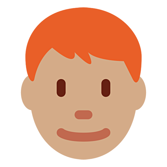 Emoji 👨🏽‍🦰 Uomo: Carnagione Olivastra E Capelli Rossi su Twitter Twemoji 15.0.