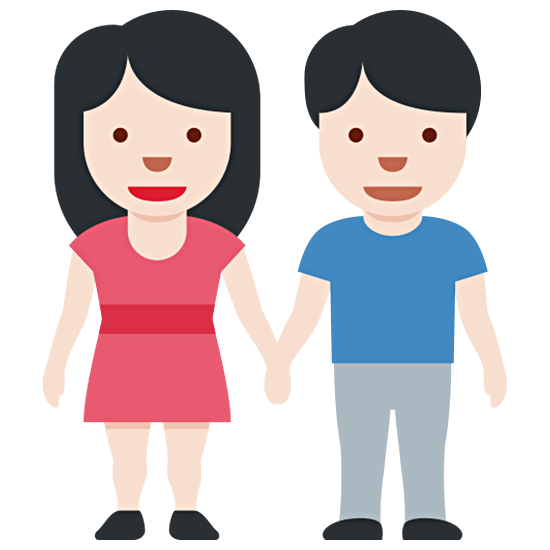 👫🏻 Emoji Mann und Frau halten Hände: helle Hautfarbe Twitter Twemoji 15.0.