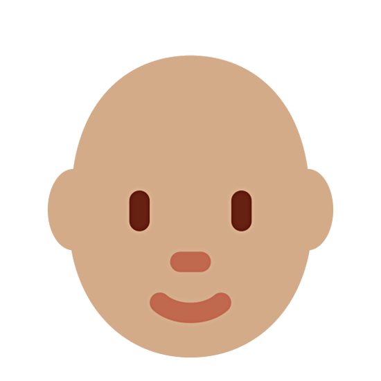 🧑🏽‍🦲 Emoji Persona: Tono De Piel Medio, Sin Pelo en Twitter Twemoji 15.0.