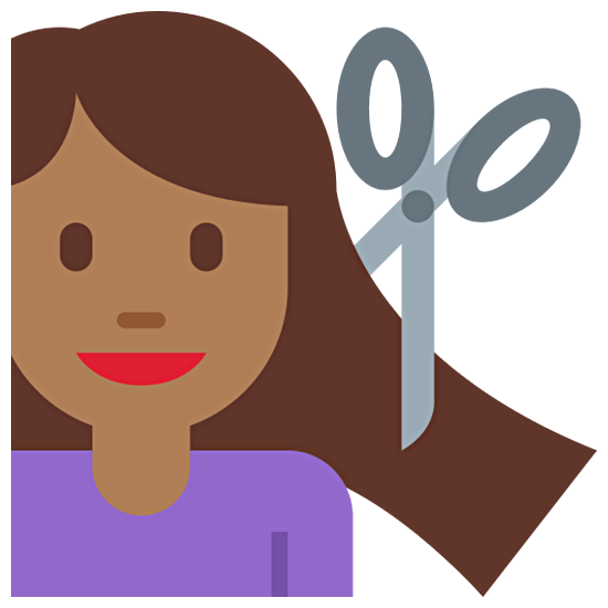 Émoji 💇🏾‍♀️ Femme Qui Se Fait Couper Les Cheveux : Peau Mate sur Twitter Twemoji 15.0.