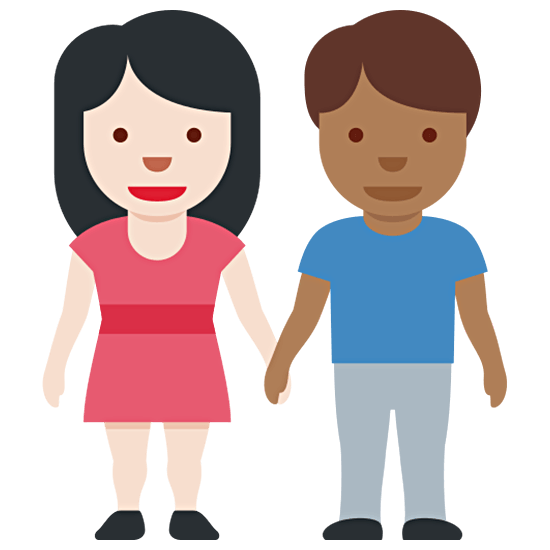 Emoji 👩🏻‍🤝‍👨🏾 Uomo E Donna Che Si Tengono Per Mano: Carnagione Chiara E Carnagione Abbastanza Scura su Twitter Twemoji 15.0.