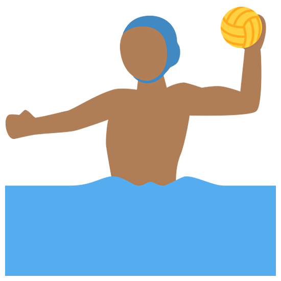 🤽🏾‍♂️ Emoji Wasserballspieler: mitteldunkle Hautfarbe Twitter Twemoji 15.0.