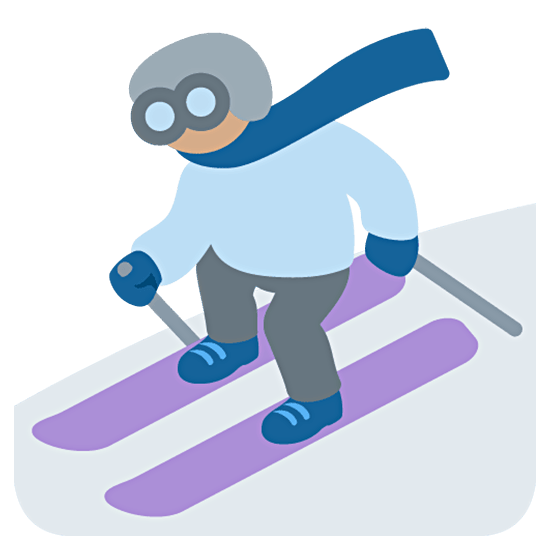 ⛷🏽 Emoji Esquiador, Tono De Piel Medio en Twitter Twemoji 15.0.