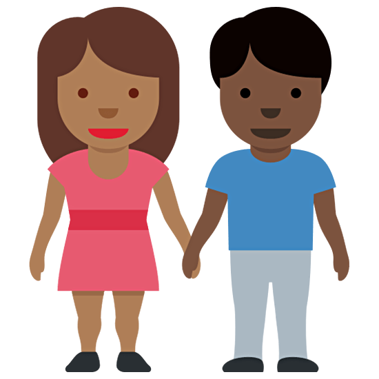 👩🏾‍🤝‍👨🏿 Emoji Homem E Mulher De Mãos Dadas: Pele Morena Escura E Pele Escura na Twitter Twemoji 15.0.