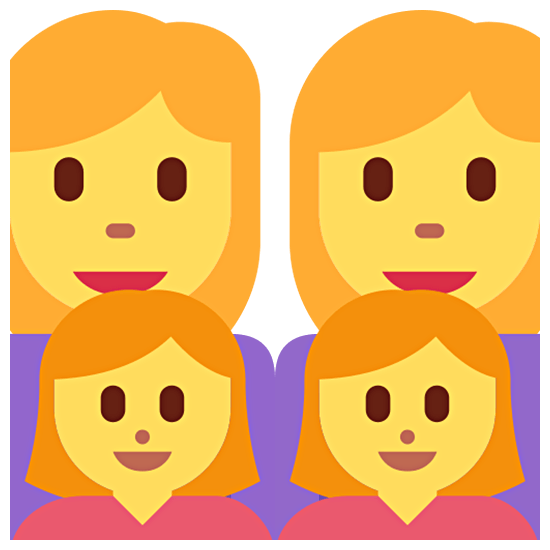 👩‍👩‍👧‍👧 Emoji Família: Mulher, Mulher, Menina E Menina na Twitter Twemoji 15.0.