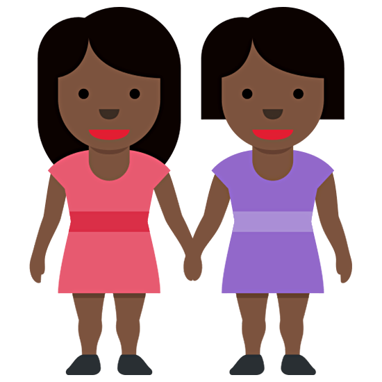 👭🏿 Emoji Duas Mulheres De Mãos Dadas: Pele Escura na Twitter Twemoji 15.0.