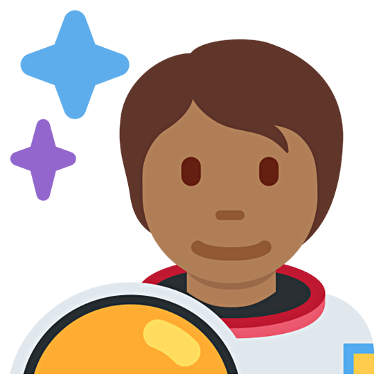 🧑🏾‍🚀 Emoji Astronaut(in): mitteldunkle Hautfarbe Twitter Twemoji 15.0.