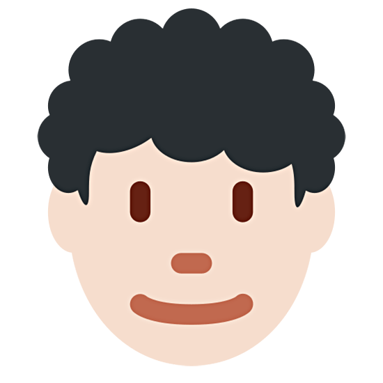 👨🏻‍🦱 Emoji Hombre: Tono De Piel Claro Y Pelo Rizado en Twitter Twemoji 15.0.