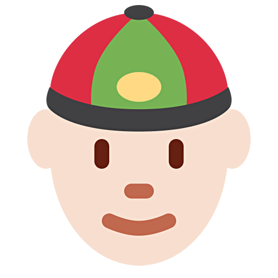 👲🏻 Emoji Mann mit chinesischem Hut: helle Hautfarbe Twitter Twemoji 15.0.