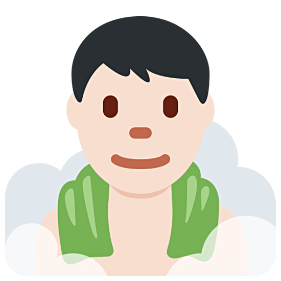 🧖🏻‍♂️ Emoji Homem Na Sauna: Pele Clara na Twitter Twemoji 15.0.