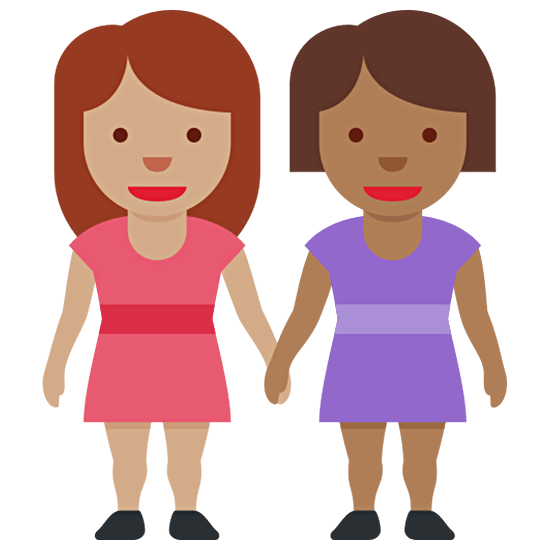 Émoji 👩🏽‍🤝‍👩🏾 Deux Femmes Se Tenant La Main : Peau Légèrement Mate Et Peau Mate sur Twitter Twemoji 15.0.