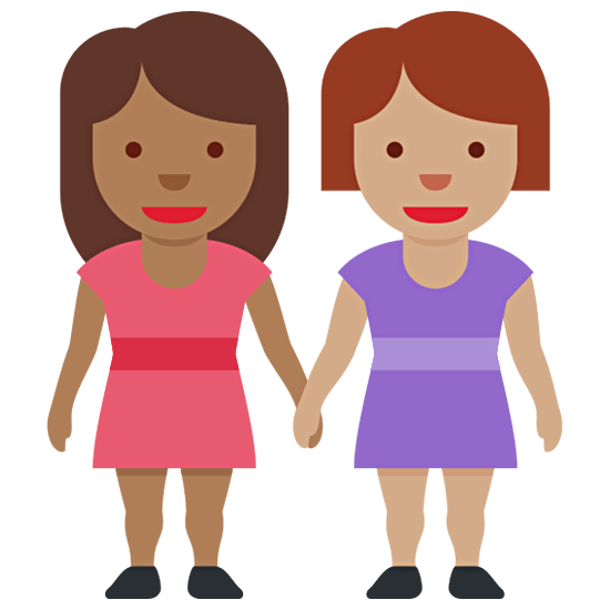 👩🏾‍🤝‍👩🏽 Emoji händchenhaltende Frauen: mitteldunkle Hautfarbe, mittlere Hautfarbe Twitter Twemoji 15.0.
