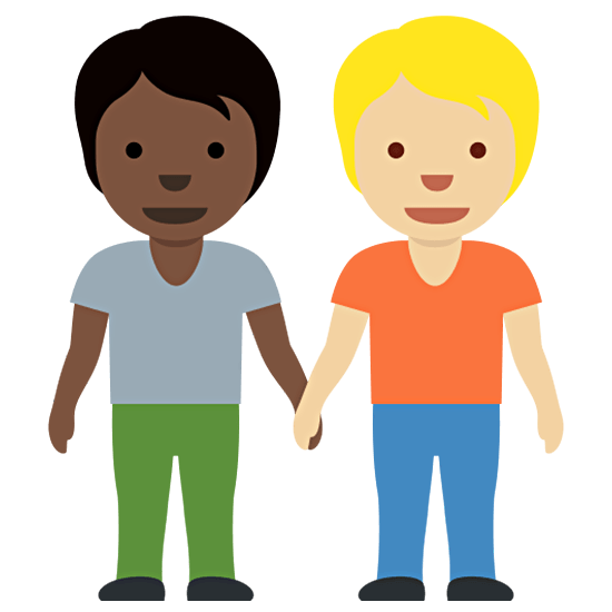 🧑🏿‍🤝‍🧑🏼 Emoji sich an den Händen haltende Personen: dunkle Hautfarbe, mittelhelle Hautfarbe Twitter Twemoji 15.0.