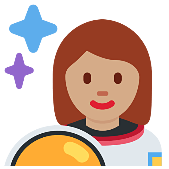 Émoji 👩🏽‍🚀 Astronaute Femme : Peau Légèrement Mate sur Twitter Twemoji 15.0.