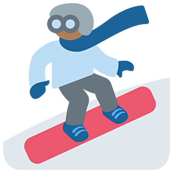 🏂🏾 Emoji Praticante De Snowboard: Pele Morena Escura na Twitter Twemoji 15.0.