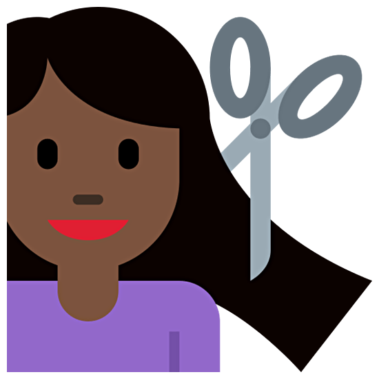 💇🏿‍♀️ Emoji Frau beim Haareschneiden: dunkle Hautfarbe Twitter Twemoji 15.0.
