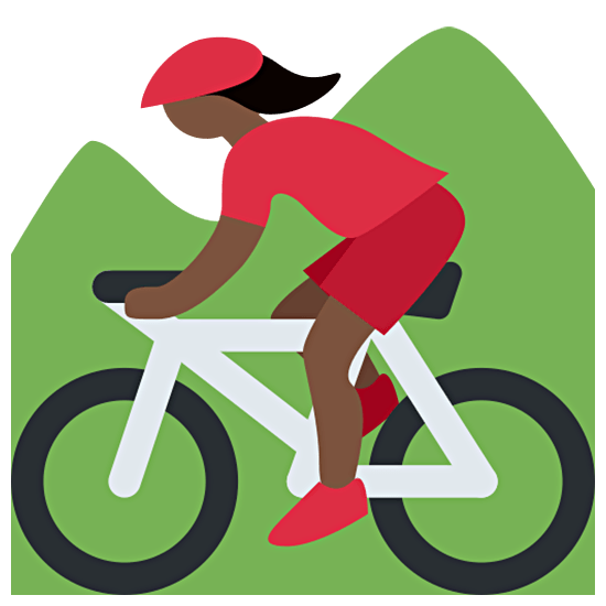 🚵🏿‍♀️ Emoji Mujer En Bicicleta De Montaña: Tono De Piel Oscuro en Twitter Twemoji 15.0.