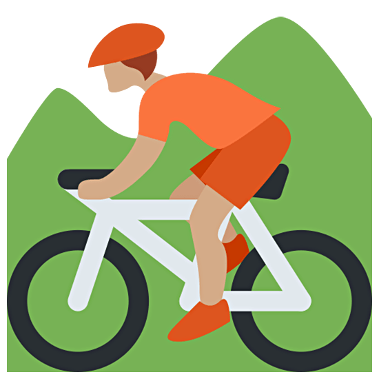 🚵🏽 Emoji Mountainbiker(in): mittlere Hautfarbe Twitter Twemoji 15.0.