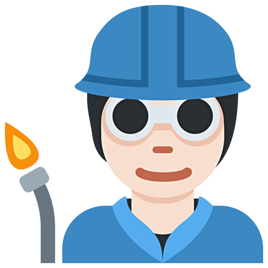 🧑🏻‍🏭 Emoji Fabrikarbeiter(in): helle Hautfarbe Twitter Twemoji 15.0.