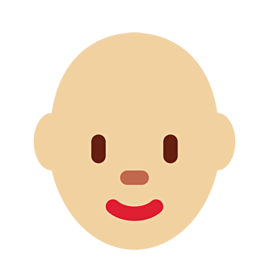 👩🏼‍🦲 Emoji Mujer: Tono De Piel Claro Medio Y Sin Pelo en Twitter Twemoji 15.0.