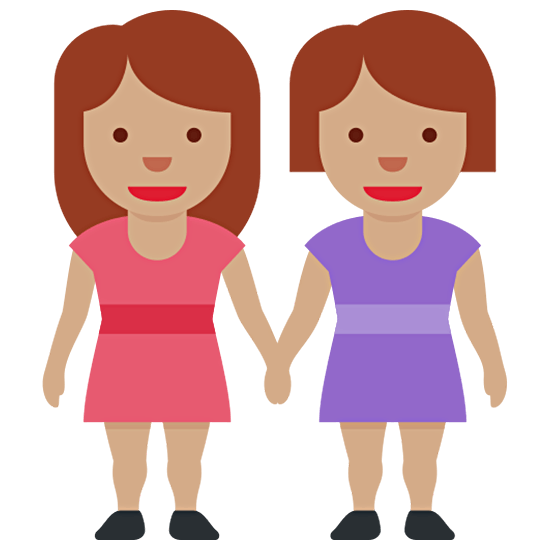 Émoji 👭🏽 Deux Femmes Se Tenant La Main : Peau Légèrement Mate sur Twitter Twemoji 15.0.
