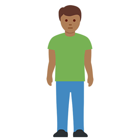 🧍🏾‍♂️ Emoji stehender Mann: mitteldunkle Hautfarbe Twitter Twemoji 15.0.
