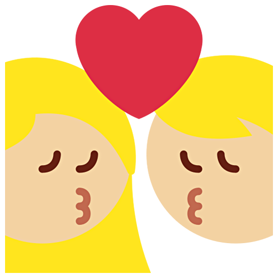 👩🏼‍❤️‍💋‍👨🏼 Emoji Beso - Mujer: Tono De Piel Claro Medio, Hombre: Tono De Piel Claro Medio en Twitter Twemoji 15.0.