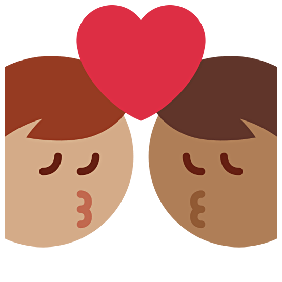 👨🏽‍❤️‍💋‍👨🏾 Emoji sich küssendes Paar - Mann: mittelhelle Hautfarbe Twitter Twemoji 15.0.