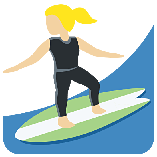 🏄🏼‍♀️ Emoji Mujer Haciendo Surf: Tono De Piel Claro Medio en Twitter Twemoji 15.0.