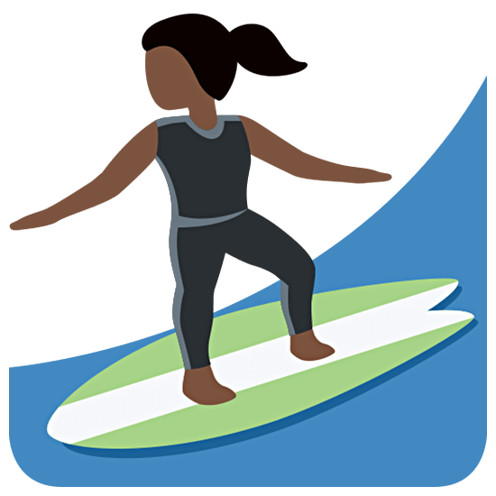 🏄🏿‍♀️ Emoji Mujer Haciendo Surf: Tono De Piel Oscuro en Twitter Twemoji 15.0.