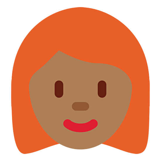 👩🏾‍🦰 Emoji Frau: mitteldunkle Hautfarbe, rotes Haar Twitter Twemoji 15.0.