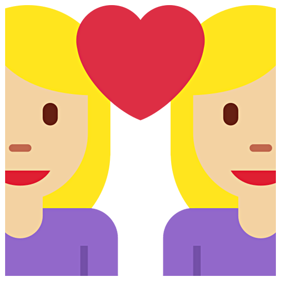 Émoji 👩🏼‍❤️‍👩🏼 Couple Avec Cœur - Femme: Peau Moyennement Claire, Femme: Peau Moyennement Claire sur Twitter Twemoji 15.0.