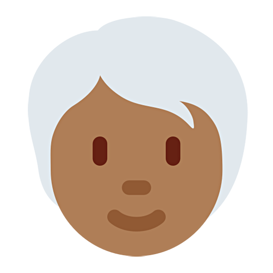 🧑🏾‍🦳 Emoji Pessoa: Pele Morena Escura E Cabelo Branco na Twitter Twemoji 15.0.
