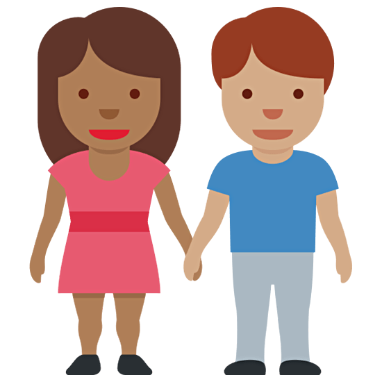 👩🏾‍🤝‍👨🏽 Emoji Mann und Frau halten Hände: mitteldunkle Hautfarbe, mittlere Hautfarbe Twitter Twemoji 15.0.