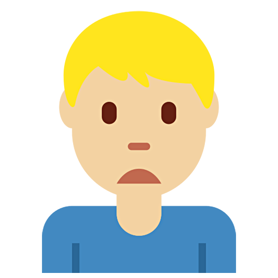 🙍🏼‍♂️ Emoji Hombre Frunciendo El Ceño: Tono De Piel Claro Medio en Twitter Twemoji 15.0.