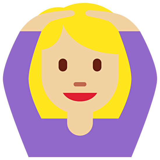 🙆🏼‍♀️ Emoji Frau mit Händen auf dem Kopf: mittelhelle Hautfarbe Twitter Twemoji 15.0.