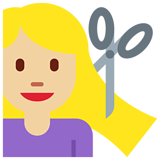 💇🏼‍♀️ Emoji Mujer Cortándose El Pelo: Tono De Piel Claro Medio en Twitter Twemoji 15.0.