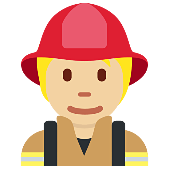 🧑🏼‍🚒 Emoji Feuerwehrmann/-frau: mittelhelle Hautfarbe Twitter Twemoji 15.0.