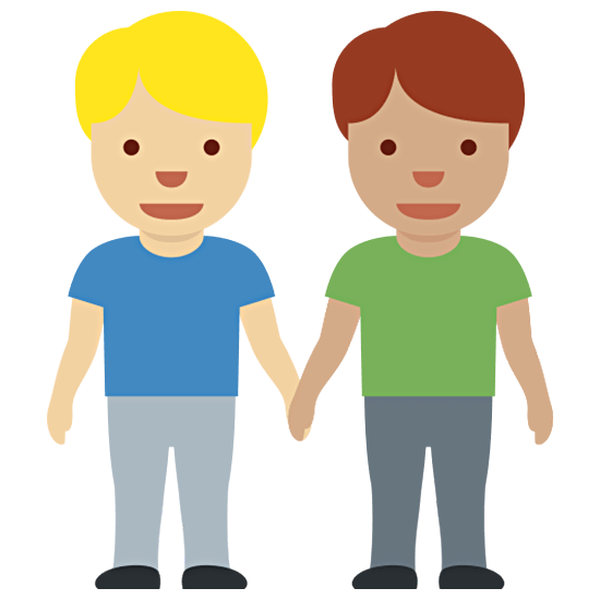 👨🏼‍🤝‍👨🏽 Emoji händchenhaltende Männer: mittelhelle Hautfarbe, mittlere Hautfarbe Twitter Twemoji 15.0.