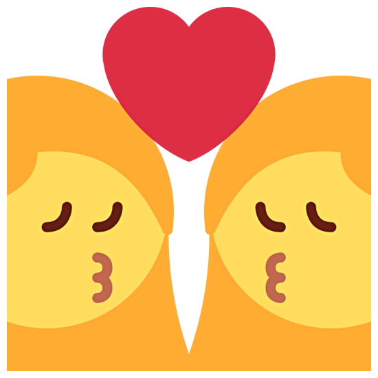 👩‍❤️‍💋‍👩 Emoji sich küssendes Paar: Frau, Frau Twitter Twemoji 15.0.