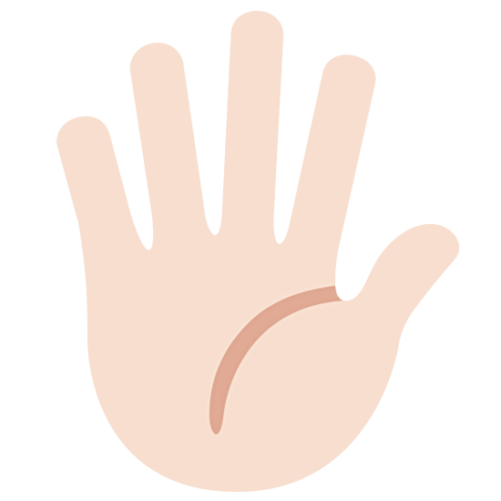 🖐🏻 Emoji Hand mit gespreizten Fingern: helle Hautfarbe Twitter Twemoji 15.0.