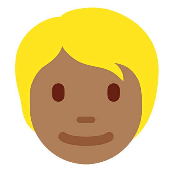 👱🏾 Emoji Persona Adulta Rubia: Tono De Piel Oscuro Medio en Twitter Twemoji 15.0.