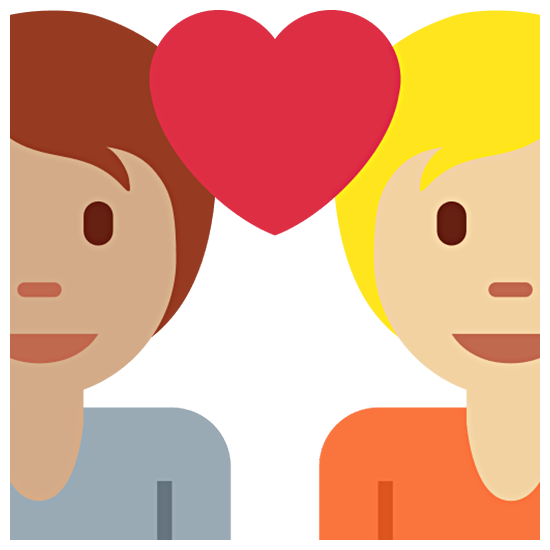 Émoji 🧑🏽‍❤️‍🧑🏼 Couple Avec Cœur: Personne, Personne, Peau Légèrement Mate, Peau Moyennement Claire sur Twitter Twemoji 15.0.